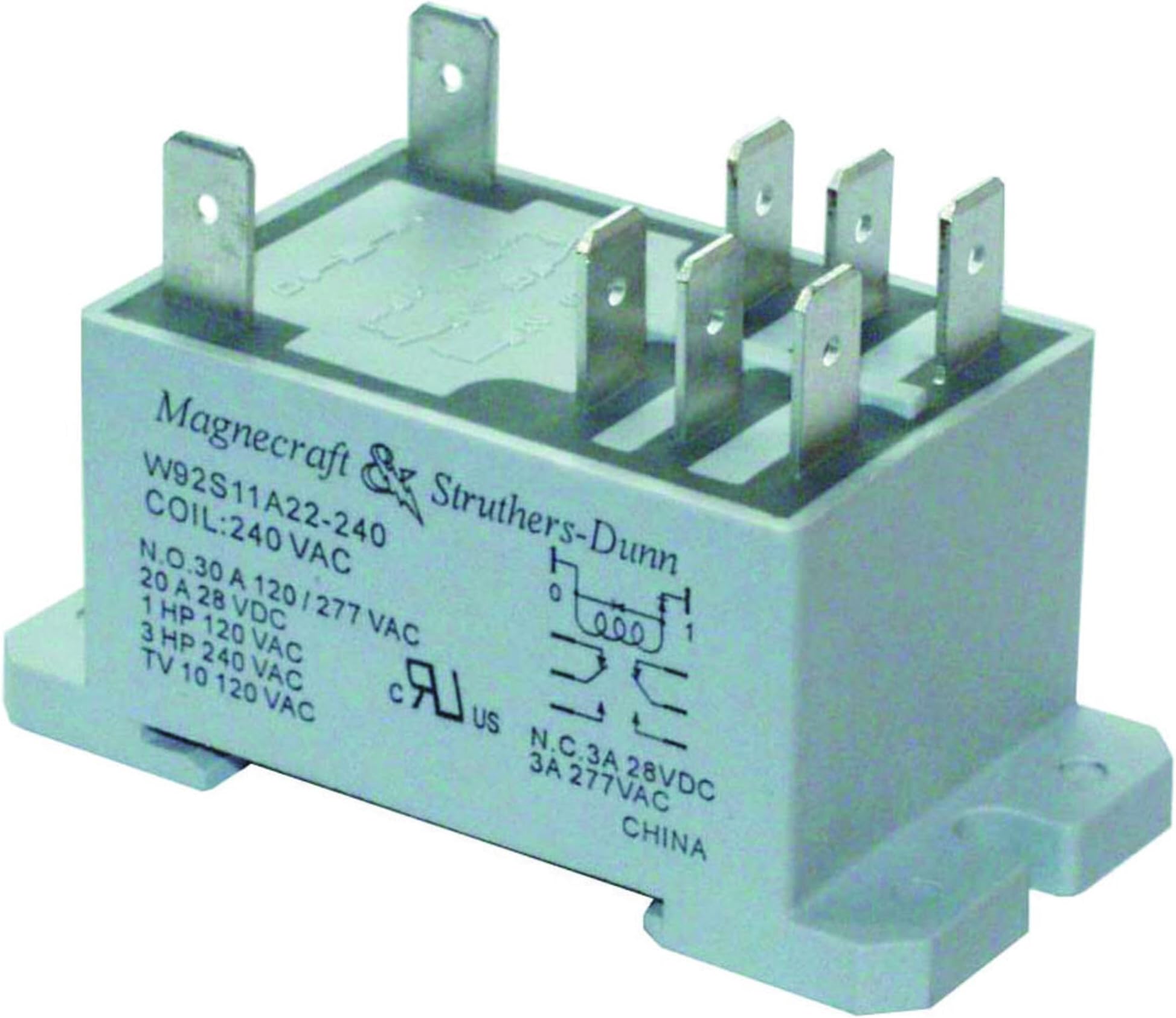 SCHNEIDER ELCTRIC/MAGNECRAFT 92S11A22D-120 POWER RELAY, DPDT, 120VAC, 30A, DIN RAIL