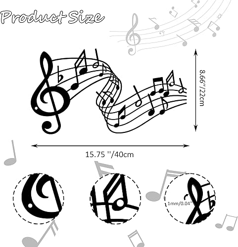 Miniatura 3 de Notas musicales de metal para decoración de pared, notas musicales colgantes, decoración musical de granja, arte de pared para el hogar, sala de