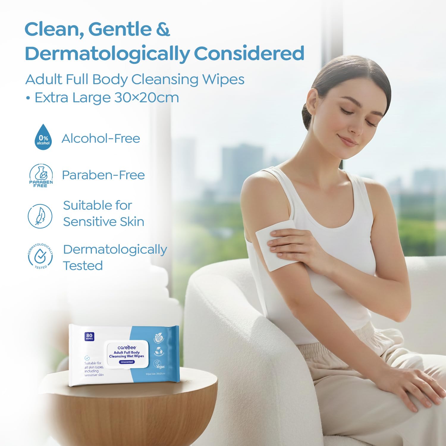 Salviette per il corpo per adulti, prive di plastica, a base vegetale, certificate FSC, biodegradabili e vegane, salviette detergenti dermatologicamente testate per freschezza e igiene