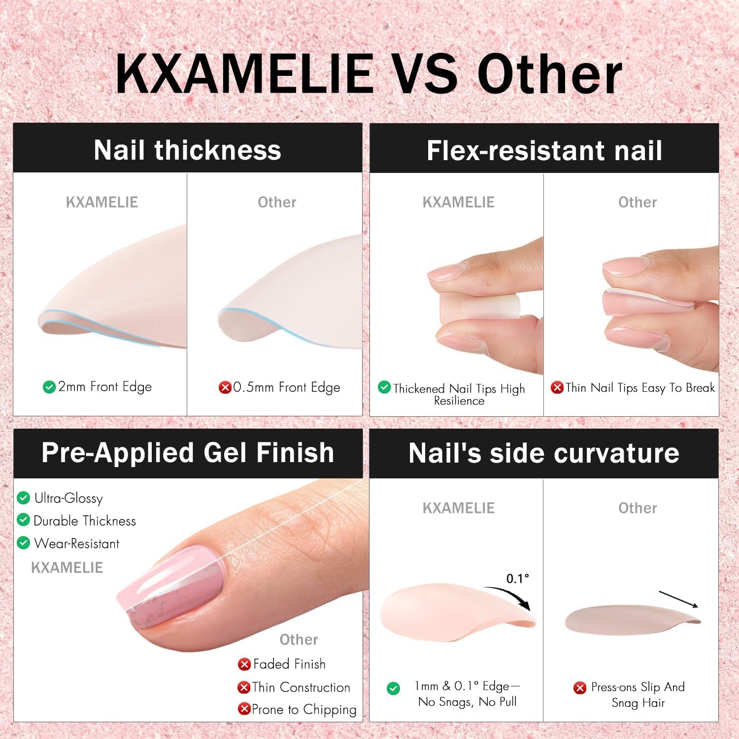 Coral Orange Press on Nails Short Coffin, Soft Gel Fake Nails Short Square, Glossy Full Cover Acrylic Nails Press ons with Nail Glue, Reusable Glue on Nail for Women, Easy to Apply, 30 Pcs image 5