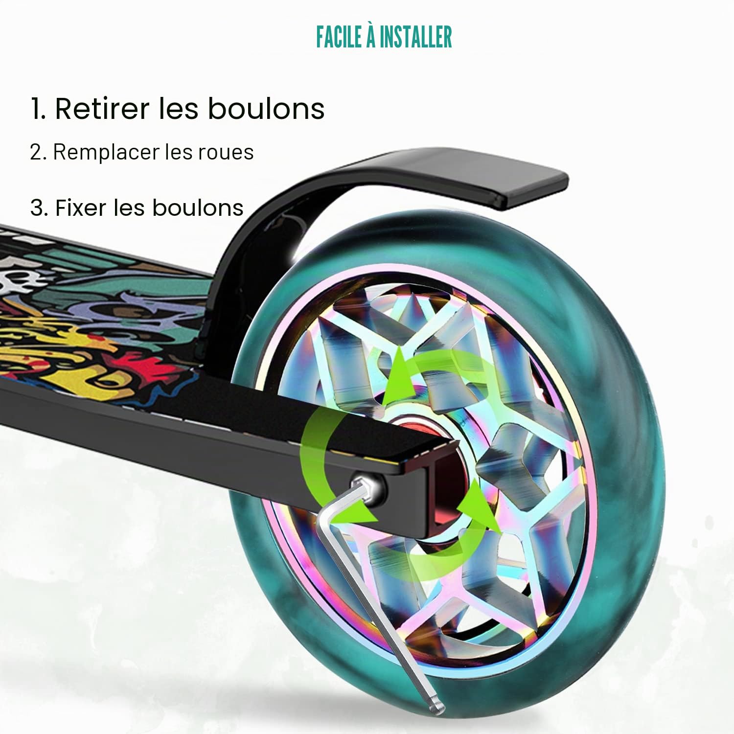 DBREAKS Roues de Trottinette Freestyle 110mm - 2 Pièces de Remplacement Avec ABEC-9 Pour City Scooter Stunt (Coloré-Bleu)