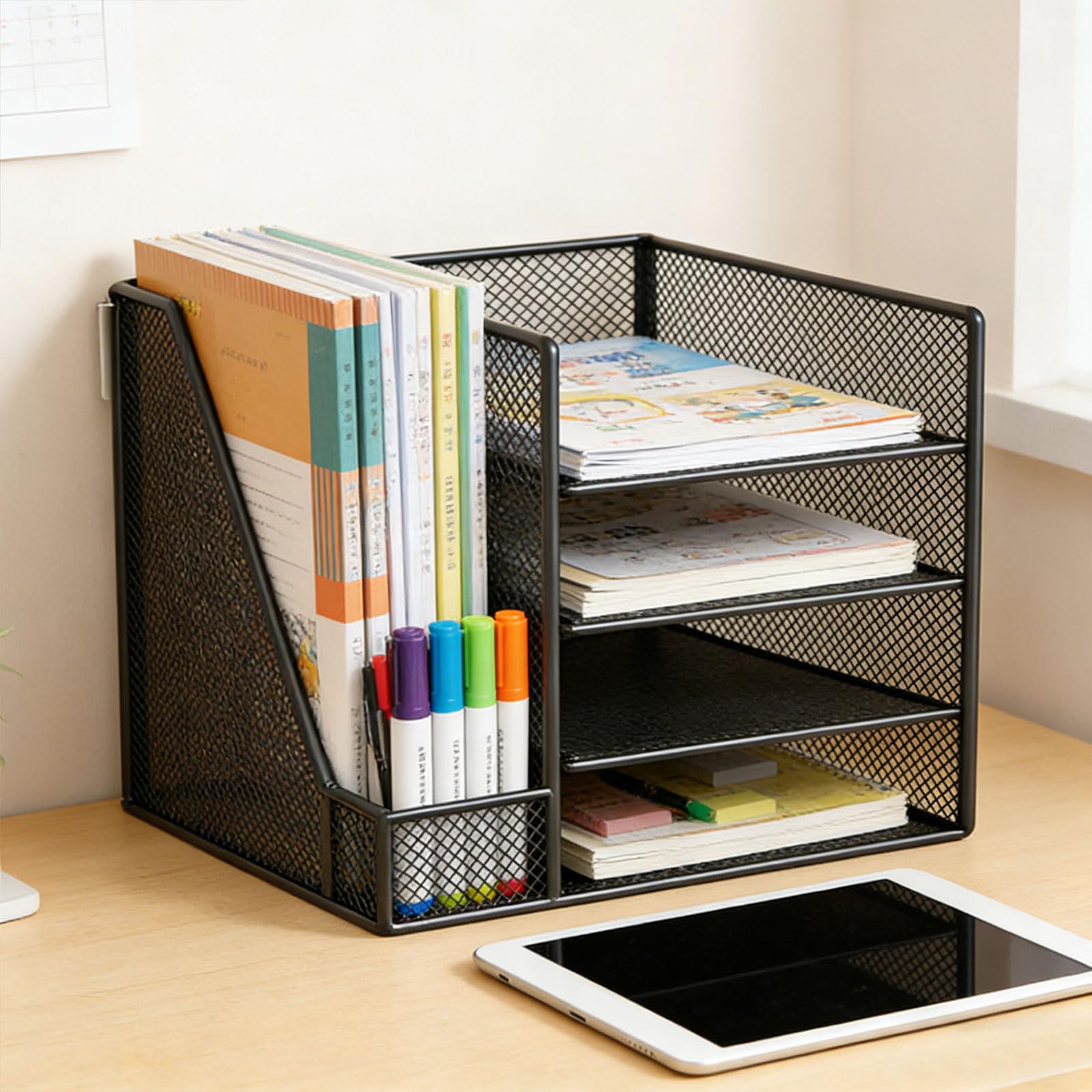 Schreibtisch Organizer mit Aktenhaltern, 4 Ebenen, Papier Briefablage, Organizer, Netze, Desktop Aktenorganisation, Bürobedarf, Papier Briefablage