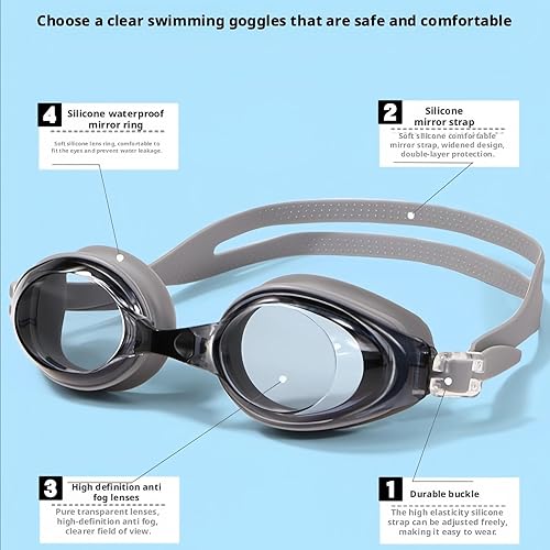 Miniatura 6 de Gafas de natación para hombres y mujeres, ajuste profesional y cómodo, gafas de natación unisex para adultos, antivaho y a prueba de fugas