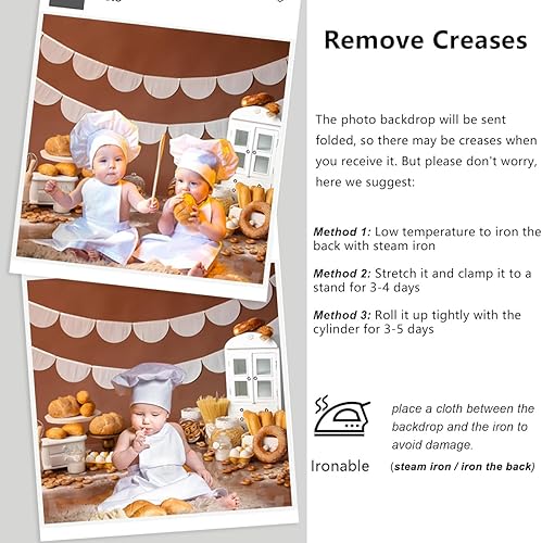 Miniatura 5 de YongFoto Fondo de mesa de panadería para hornear, 6 x 4 pies, pan, dona, galleta, gabinete blanco, fotografía, fondo para niños, niñas, pastel,