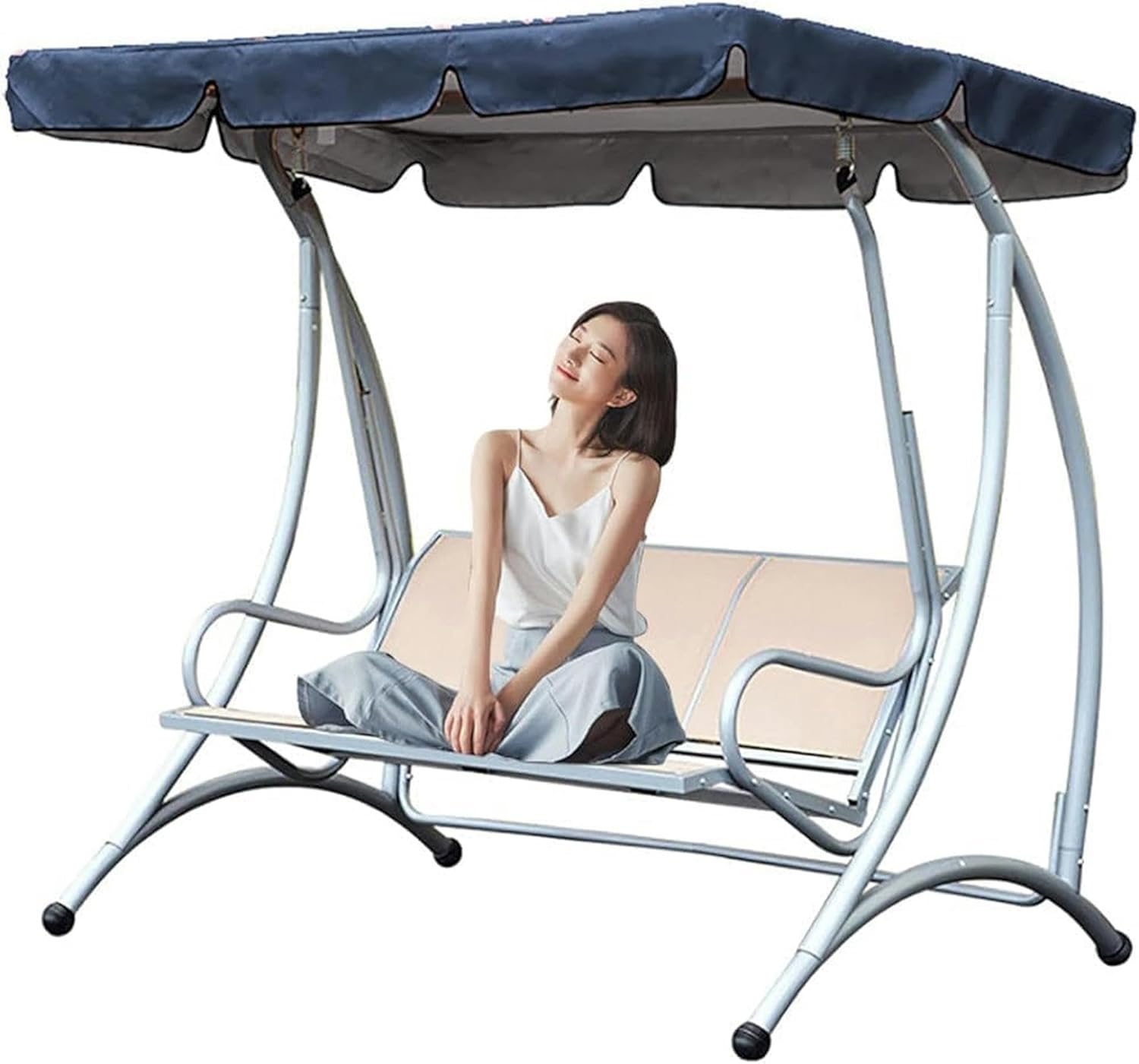 Patio Swing Canopy Replacement Top Cover 2 3 Seater Swing Canopy Cover Waterproof Swing Replacement Top Cover Outdoor Garden Hammock Cover Top, 98x73x7inch/249x185x18cm, Navy Blue