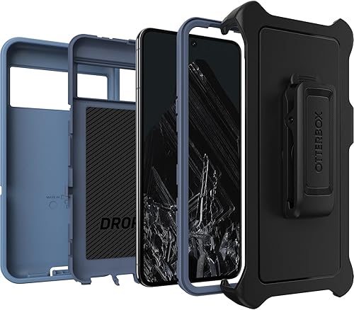 Miniatura 6 de OtterBox Funda para Google Pixel 8 Pro Defender Series, color azul bebé, resistente y duradero, con protección de puerto, incluye soporte de clip de