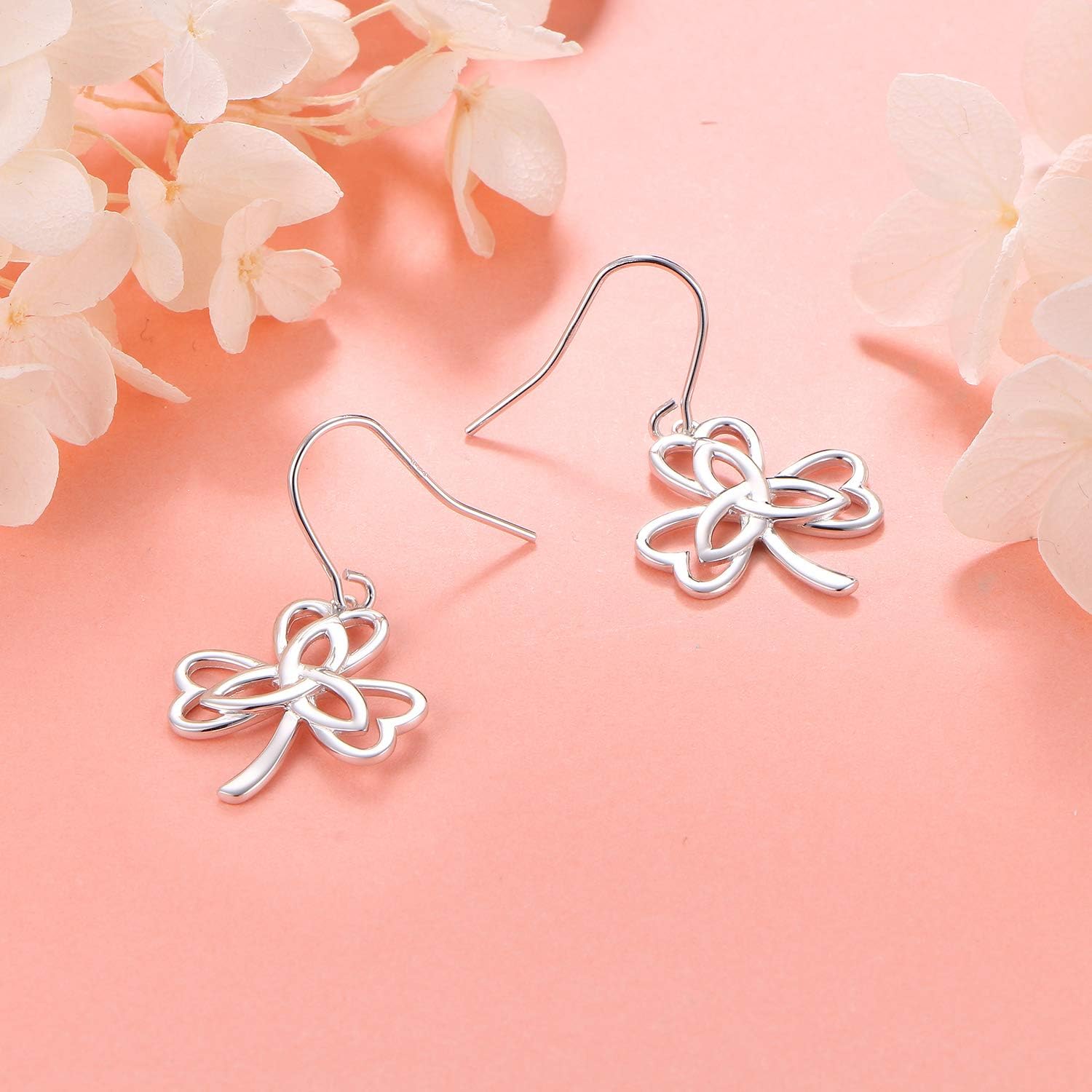 S925 Sterling Silver Celtic Knot Earrings for Women Irish Good Luck Drop Dangle Hook Earrings - Image 4
