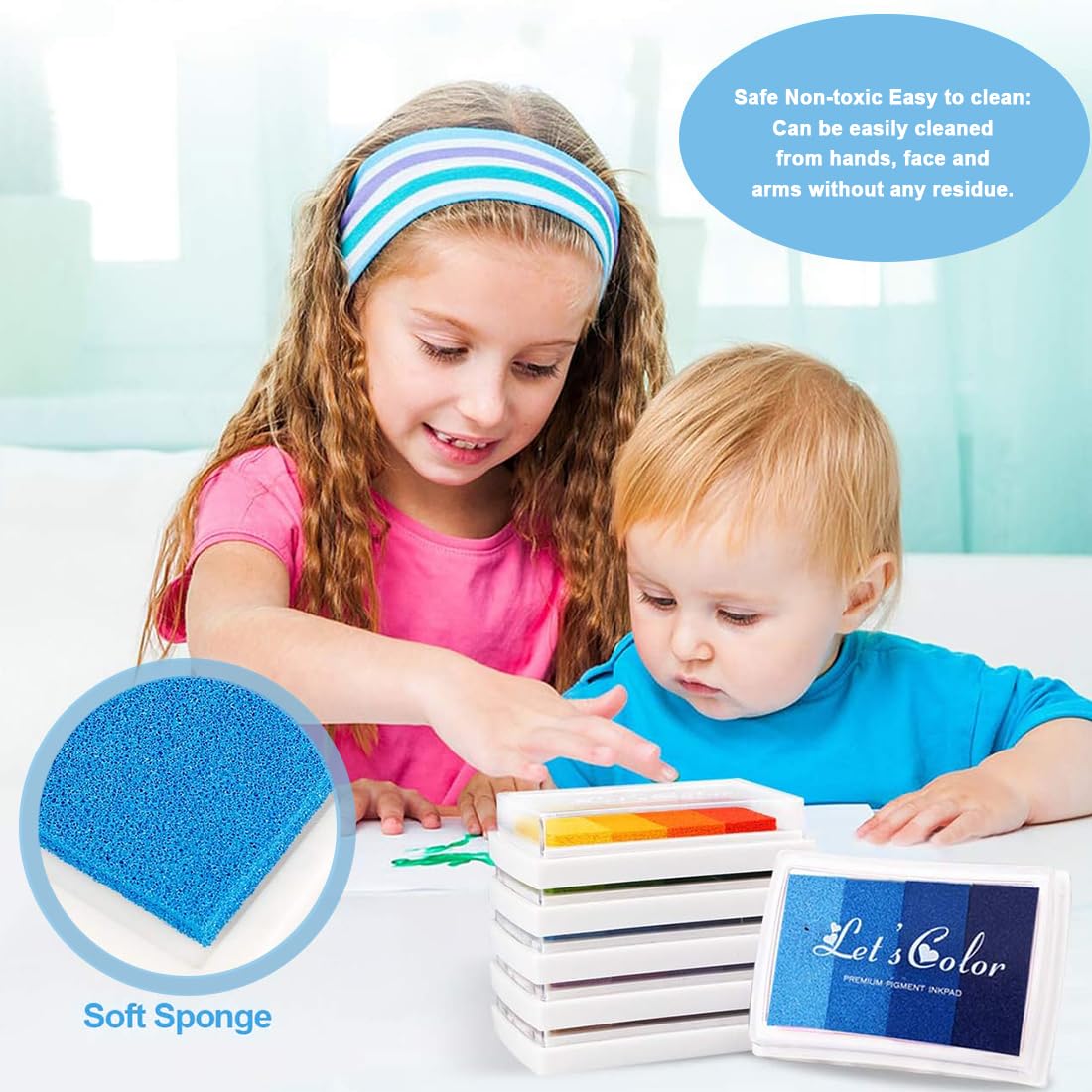 Kit Tampons Encreurs 6 Couleurs - Non Toxique - Pour Scrapbooking, DIY Et Activités Enfants