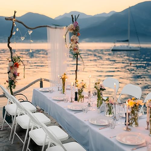 Miniatura 25 de VINGLI Paquete de 6 sillas plegables con asientos acolchados, marco de metal con asiento y respaldo de piel sintética, capacidad de 350 libras, Negro