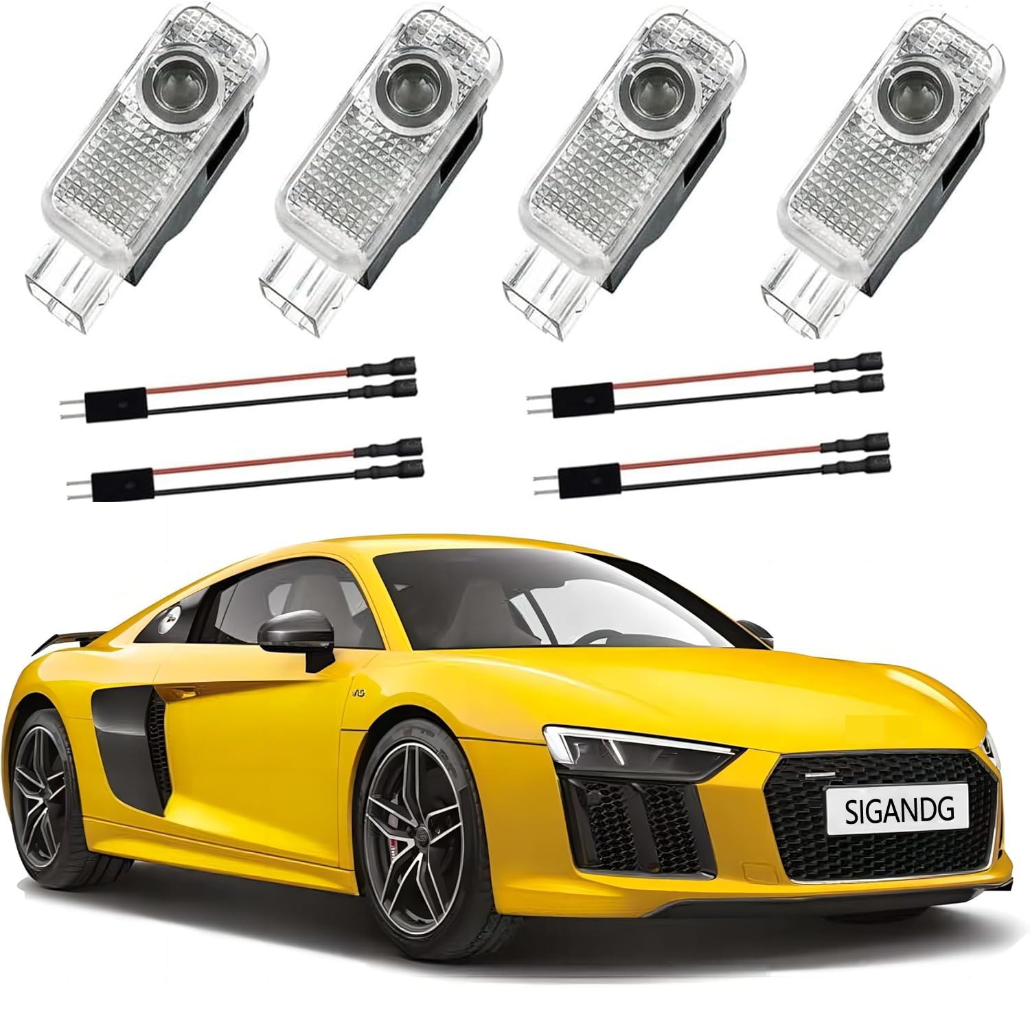 4 Pezzi Compatibile con Luci Proiettore Porta,PerA1/A3/A4/A5/A6/A7/A8/Q2/Q3/Q5/Q7/Q8/TT/R8, illuminazione Sottoscocca Auto, Luce LED di benvenuto Proiettore Logo.