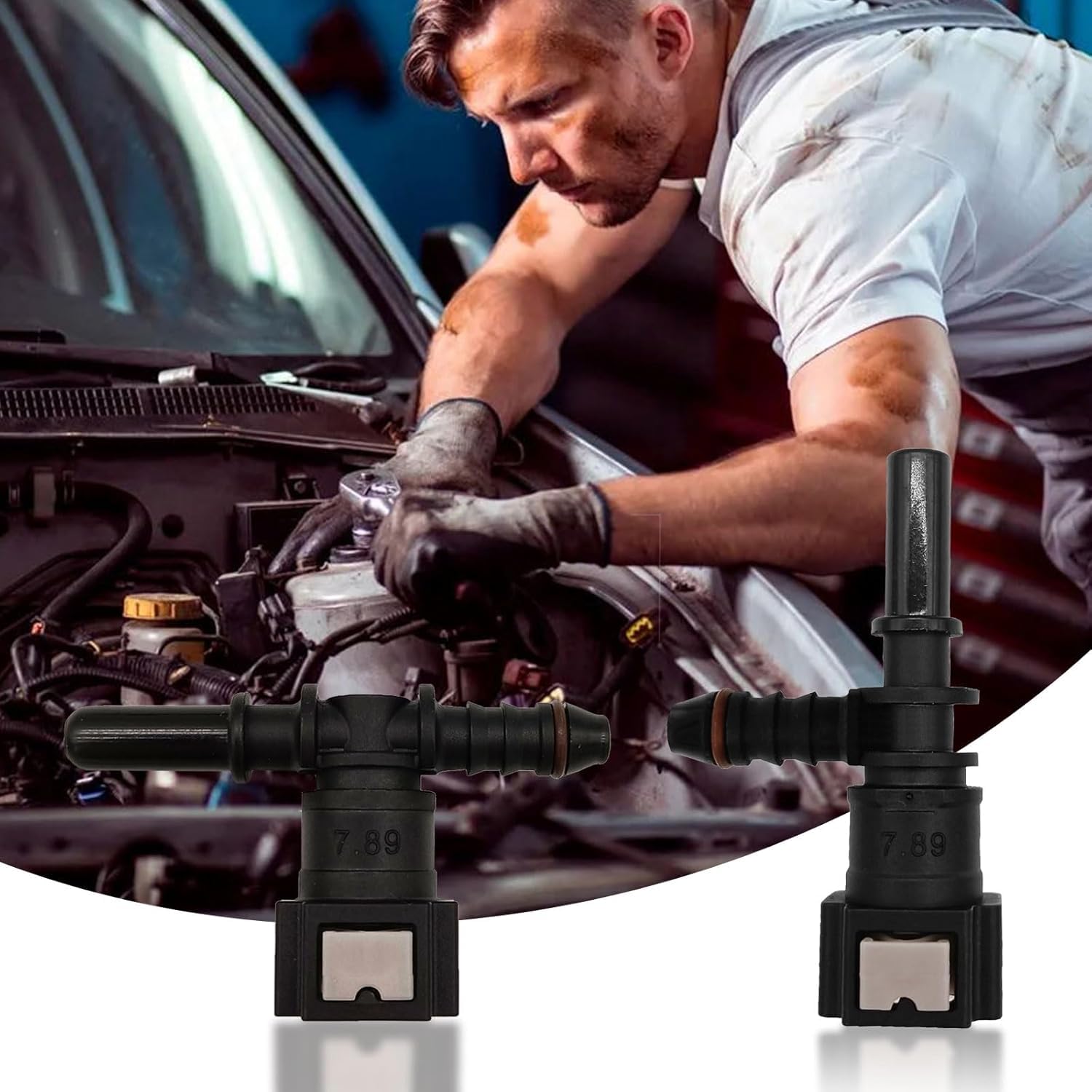 Lot de 2 raccords de conduite de carburant ID6 F+T 7,89 mm pour chauffage diesel, compatibles avec Opel Vivaro Primastar Trafic, idéal pour le raccordement de conduite de carburant