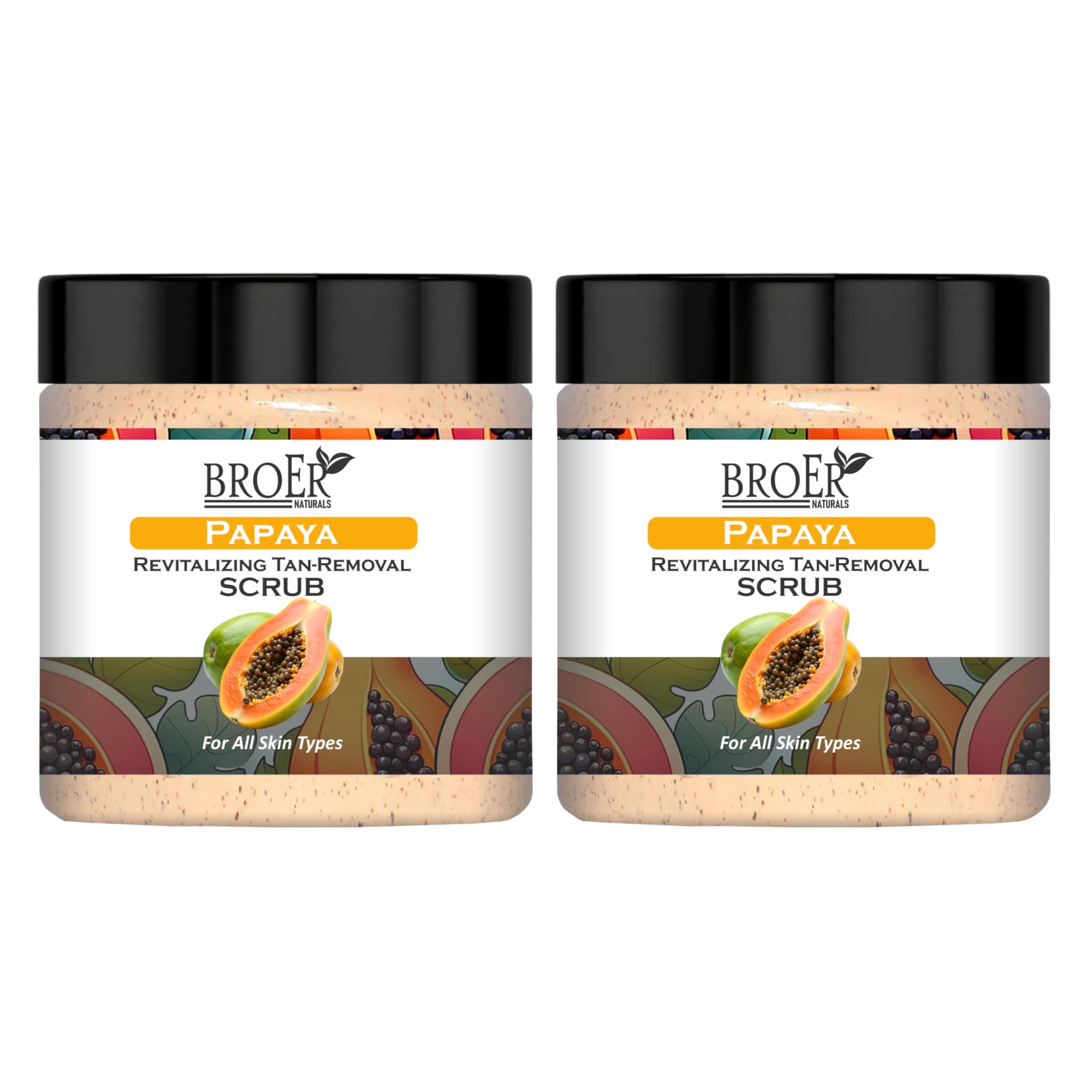 BROER Naturals Papaya Face & Body Scrub with Natural Exfoliants | Skin Brightening, Tan Removal & Dead Skin Cleanser | For Men & Women | Paraben-Free, Sulphate-Free – (pack of 2) 200g-picture-31