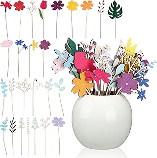 Youyole 26 Pcs Colorful Wooden Wildflower Bouquet with Stems Wood Birth Wildflower Cutout Signs Boho Floral Nursery Crafts Decor for Home Birthday Christmas Art Home Holiday DIY Decorations