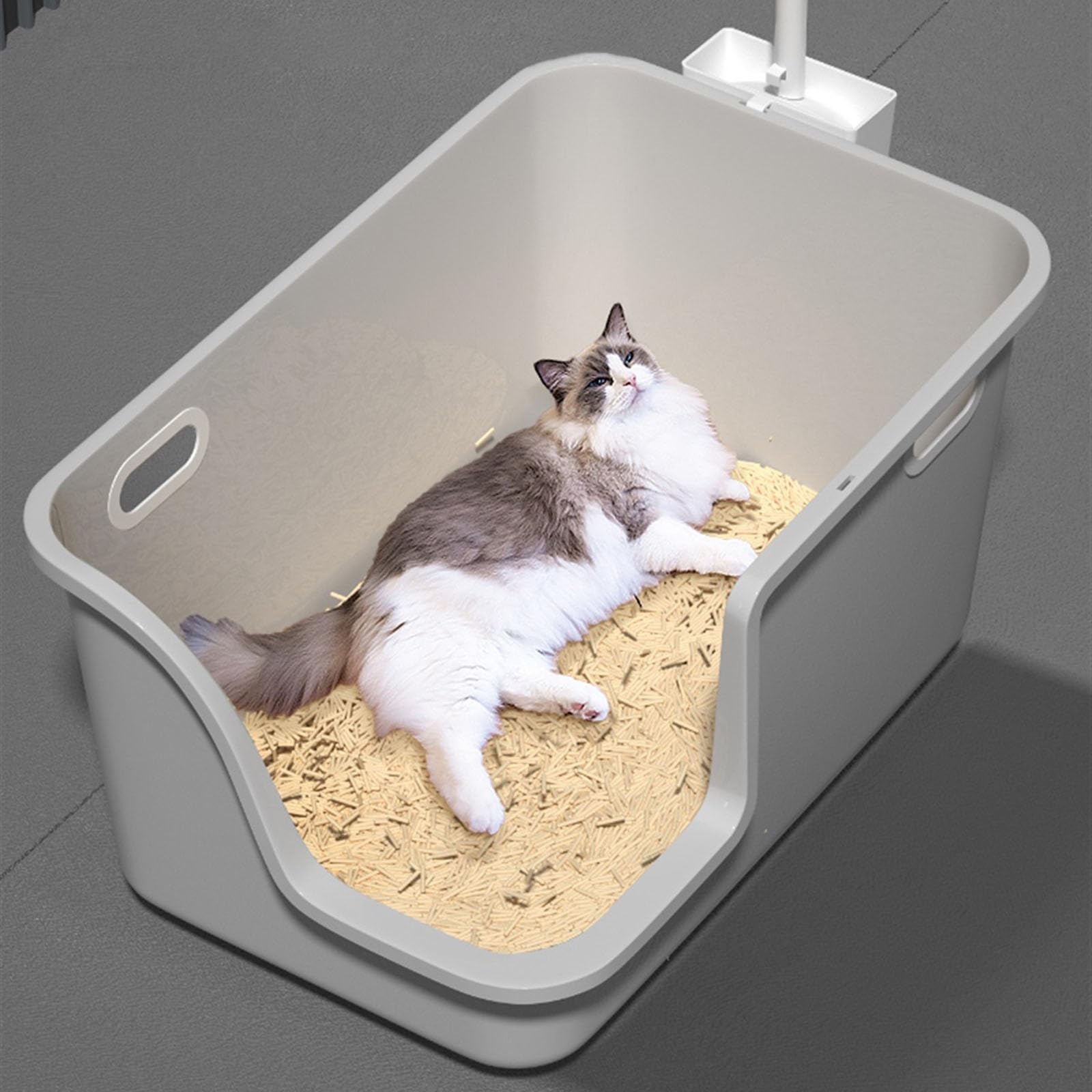 Lettiera per Gatti Lettiera in plastica, Grande lettiera for Gatti con Lati Alti, Paletta for rifiuti e Pedale Filtro, Nessuna Perdita, Facile da Pulire Toilette per Gatti(Yellow)