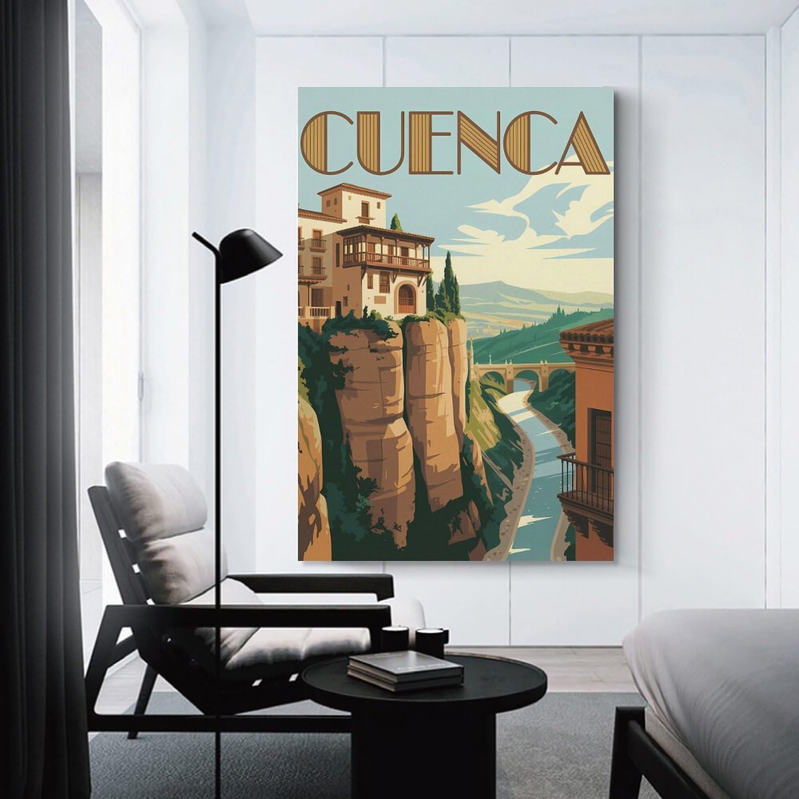 Junmoney Cuenca Vintage Travel Decorative Wall Artwork, 08x12inch(20x30cm), for Work Areas, Reading Rooms Or Studios, Wall Art That Adds Style to Work Areas