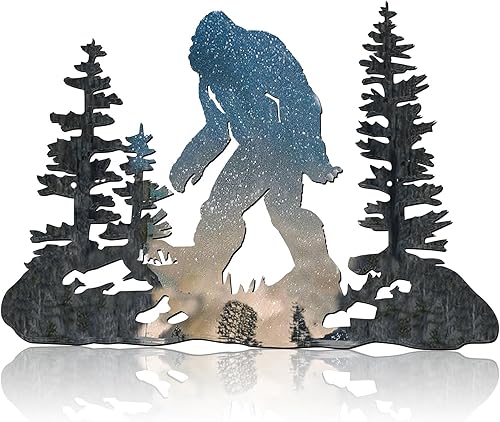 Sasquatch - Estatuas de pie grande para patio, 15.7 x 11 pulgadas, estatuas de Sasquatch, arte de pared de metal para pies grandes, regalos para