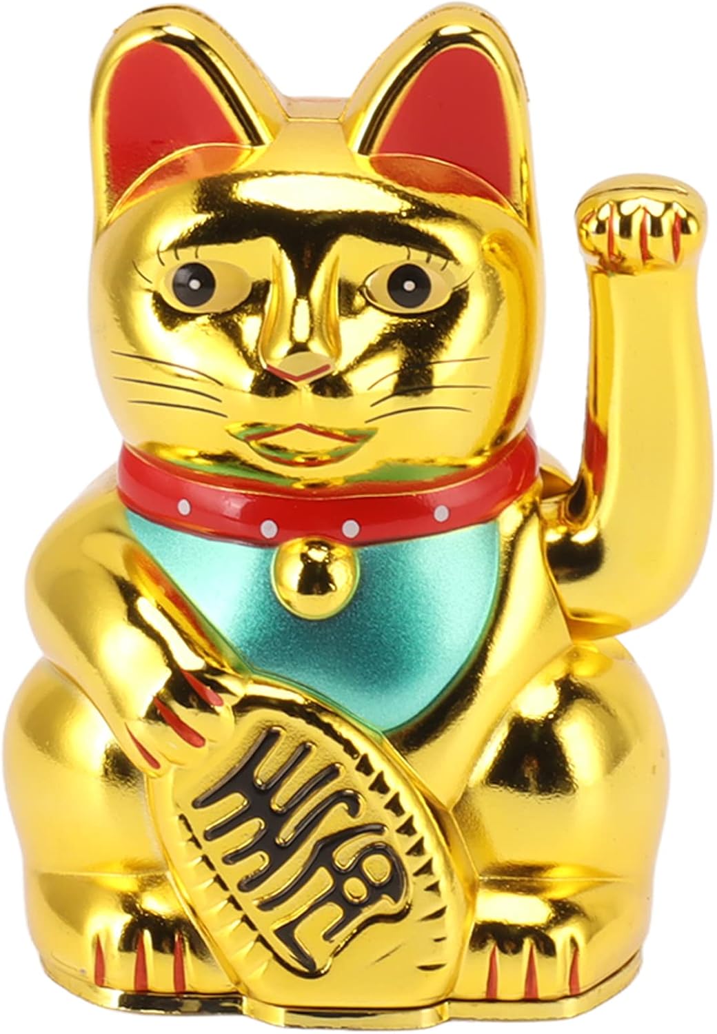 Horoper Lucky Cat Waving Arm, 4 Inch Maneki Neko Gold Lucky Fortune Cat Lucky Beckoning Waving Wealth Cat Wealth Fortune Cat for Decorating Front Desk Car Home Ornament (Gold)