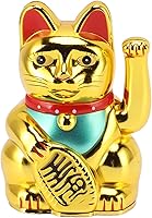Vista 11 de Dpofirs Gato de la fortuna de la suerte Maneki Neko de 4 pulgadas, decoración de gato de la suerte que agita a mano para el hogar, adorno de Blanco