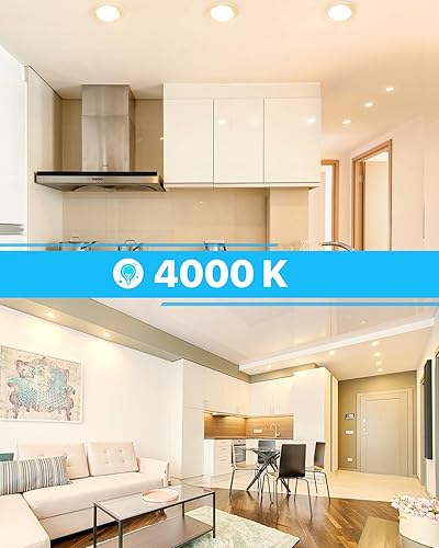 Vista 33 de Ensenior Paquete de 12 luces LED empotrables de 4 pulgadas, regulable, blanco transparente de 6000 K, 750 lm de alto brillo, 9 W 120 V, 2 pines