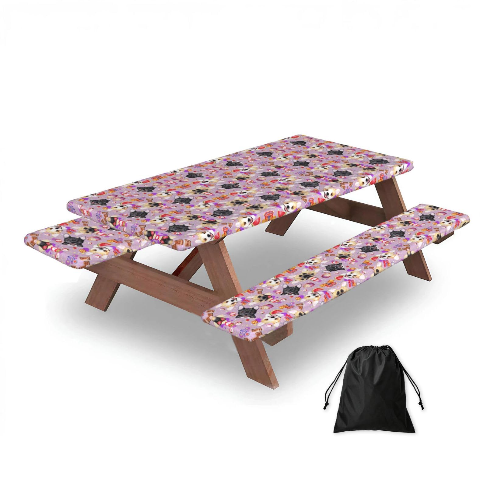 Housse de table de pique-nique ajustée et imperméable pour extérieur