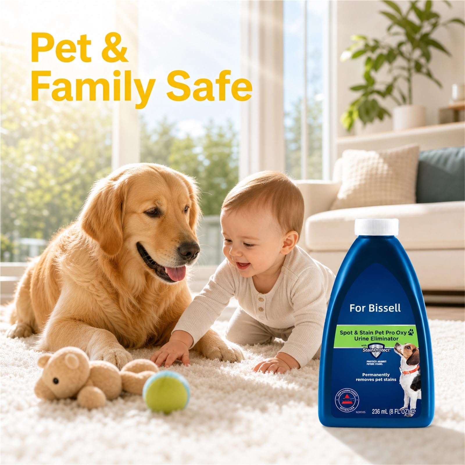 Compatible con Bissell Solución Limpiadora for Alfombras, Limpieza Profunda, Eliminador Eficaz de Olores a Mascotas, 5 Frasco, 236ml