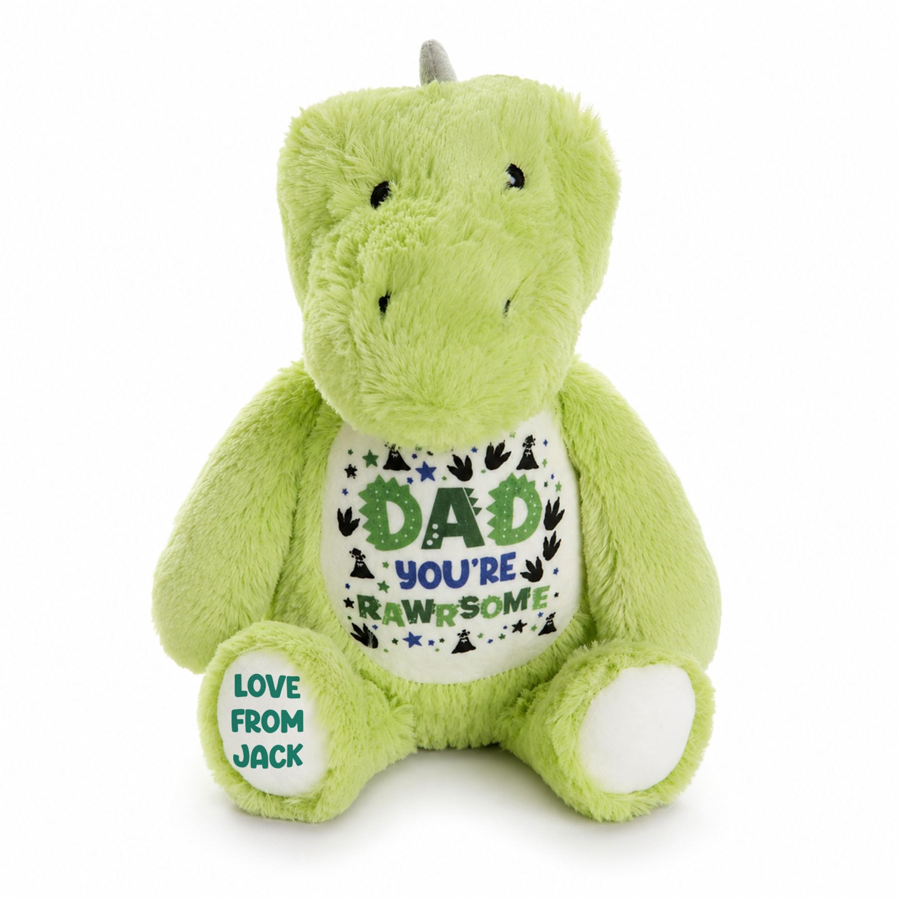 Silly Dog Designs - Dinosaur Plush Gift for Dad - Personalised or Standard - Soft Cuddly Dinosaur Teddy 21cm Keepsake Plush (Customised Version)