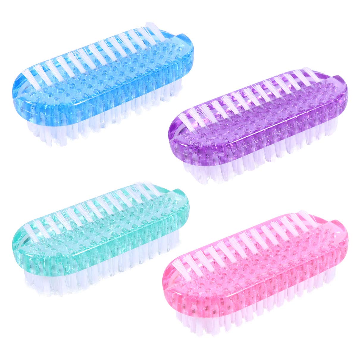4Pcs Nail Art Brushes Nail Dust Brushes Nail Cleaning Brushes Portable Nail Cleaner Manicure Supplies for Home Salon (Pink Green Blue Purple)