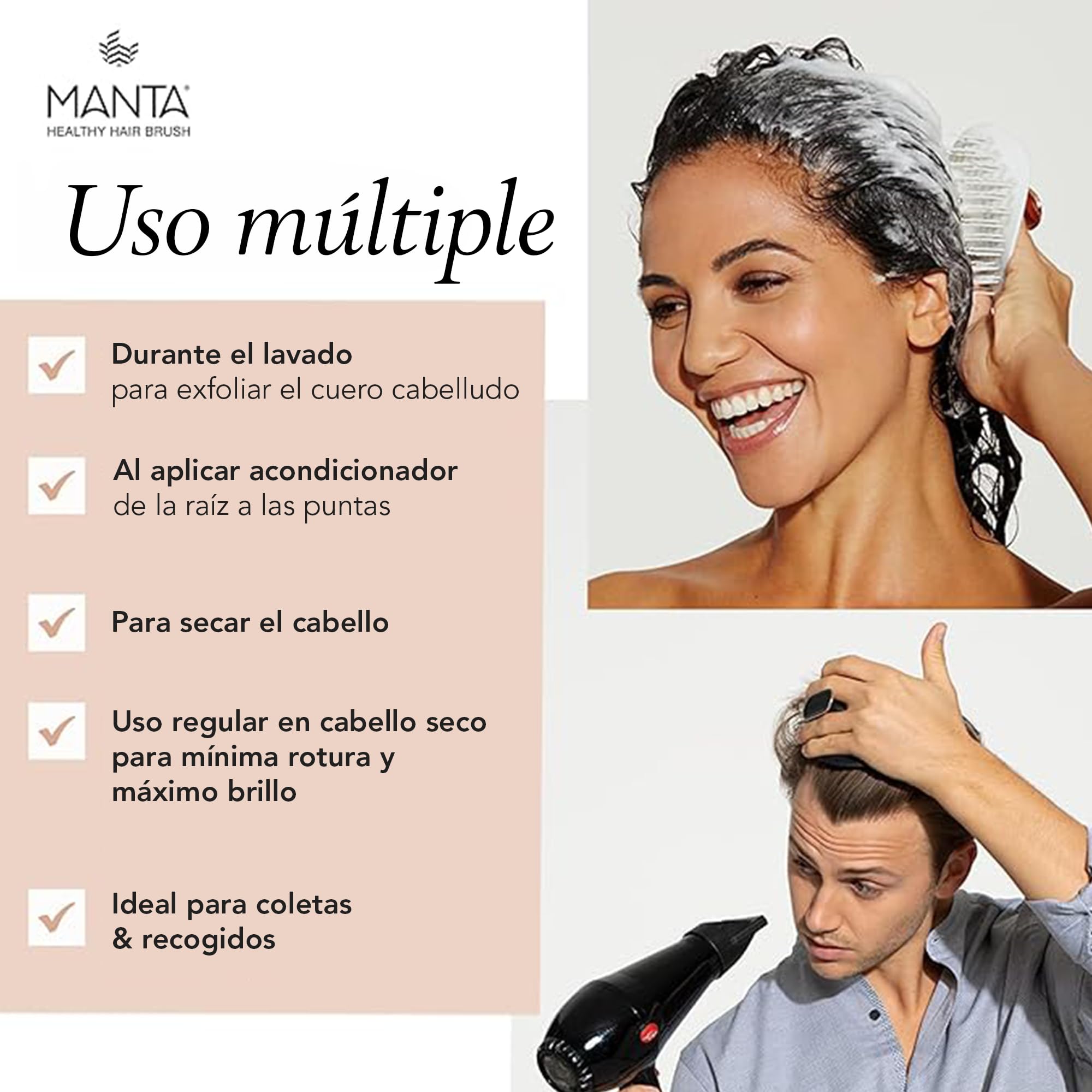 Manta Cepillo con espejo, ideal para bolso, antirroturas, para cabello rizado, grueso, fino, húmedo y cuero cabelludo. Promueve el crecimiento del cabello, azul.