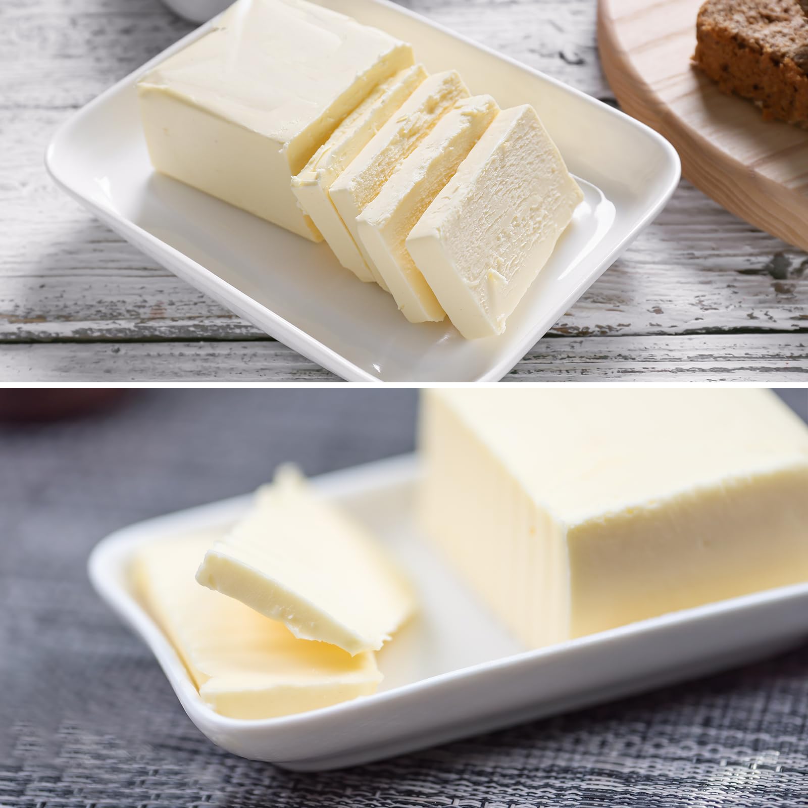 Burriera con coperchio e coltello, in ceramica con manico, in porcellana, per burro da 250 g di burro