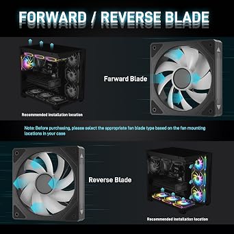 DARKROCK F120 3in1 120mm Infinite Mirror Design Case Fans with 24 LED Lights PWM Control & ARGB Effect, Hydraulic HDB Bearing for Low-Noise Operation - Suitable for Most PC Cooling Systems - Black