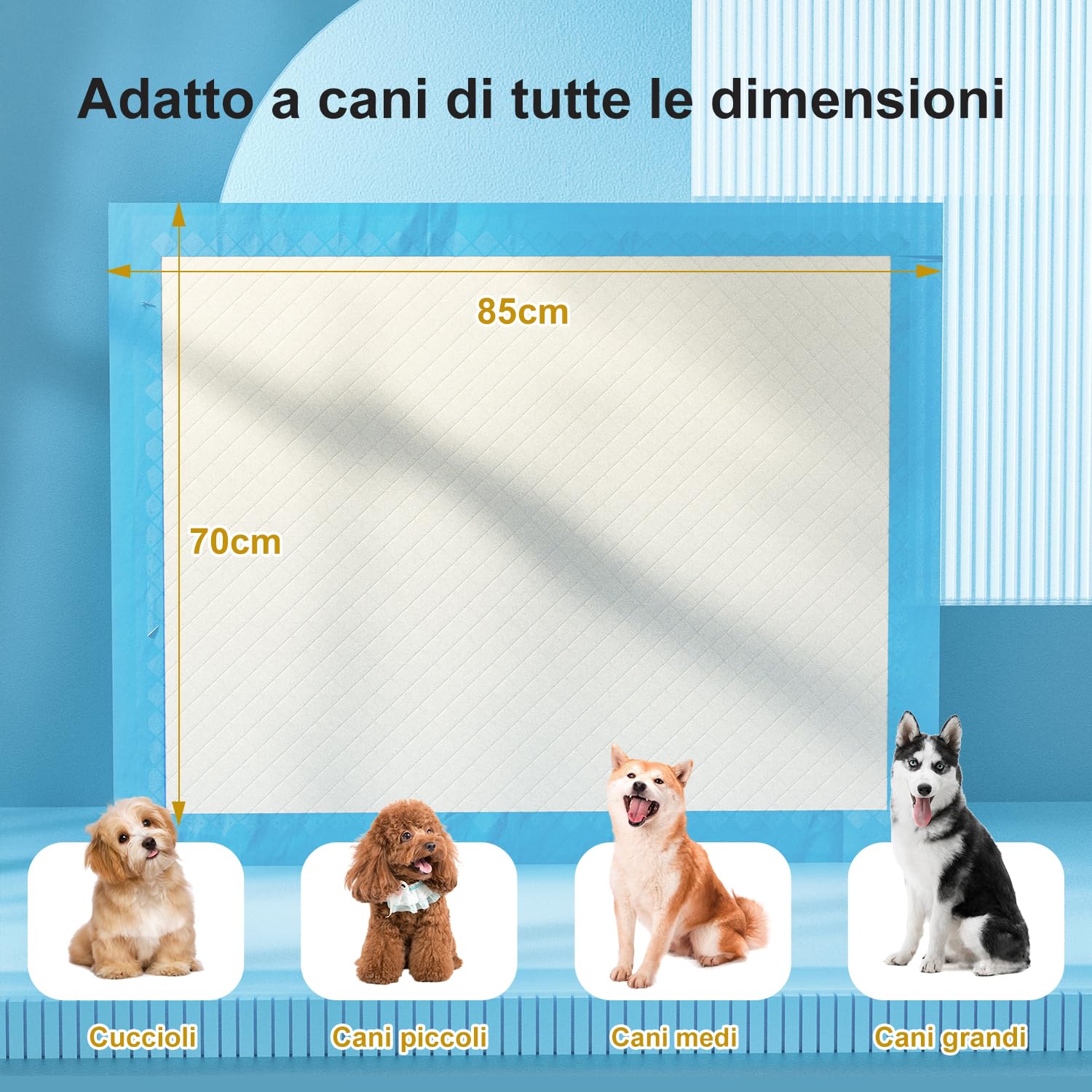 Gardner Pet Extra Grande Traversine Cani 70x85 cm, Ultra Assorbente Tappetini Cane, Asciugatura Rapida Tappetini Igienici per Cani, A prova di Perdite, Blu (50 Pezzi)