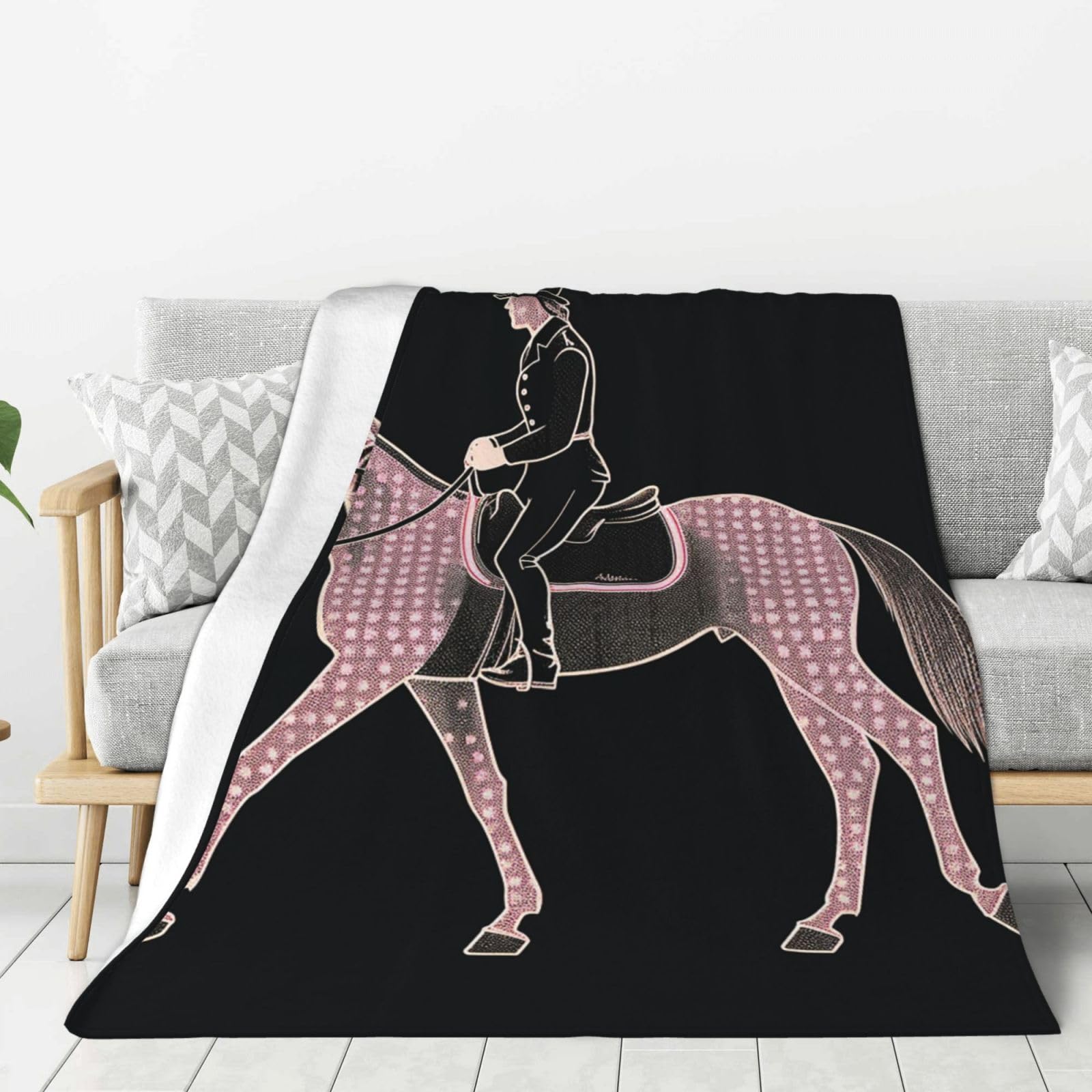 Dressage Dressage Rider Horse Throw Blanket Plush Flannel Fleece Blanket, Soft Lightweight Cozy Blankets 50"X40" for Bed Couch Sofa Travel
