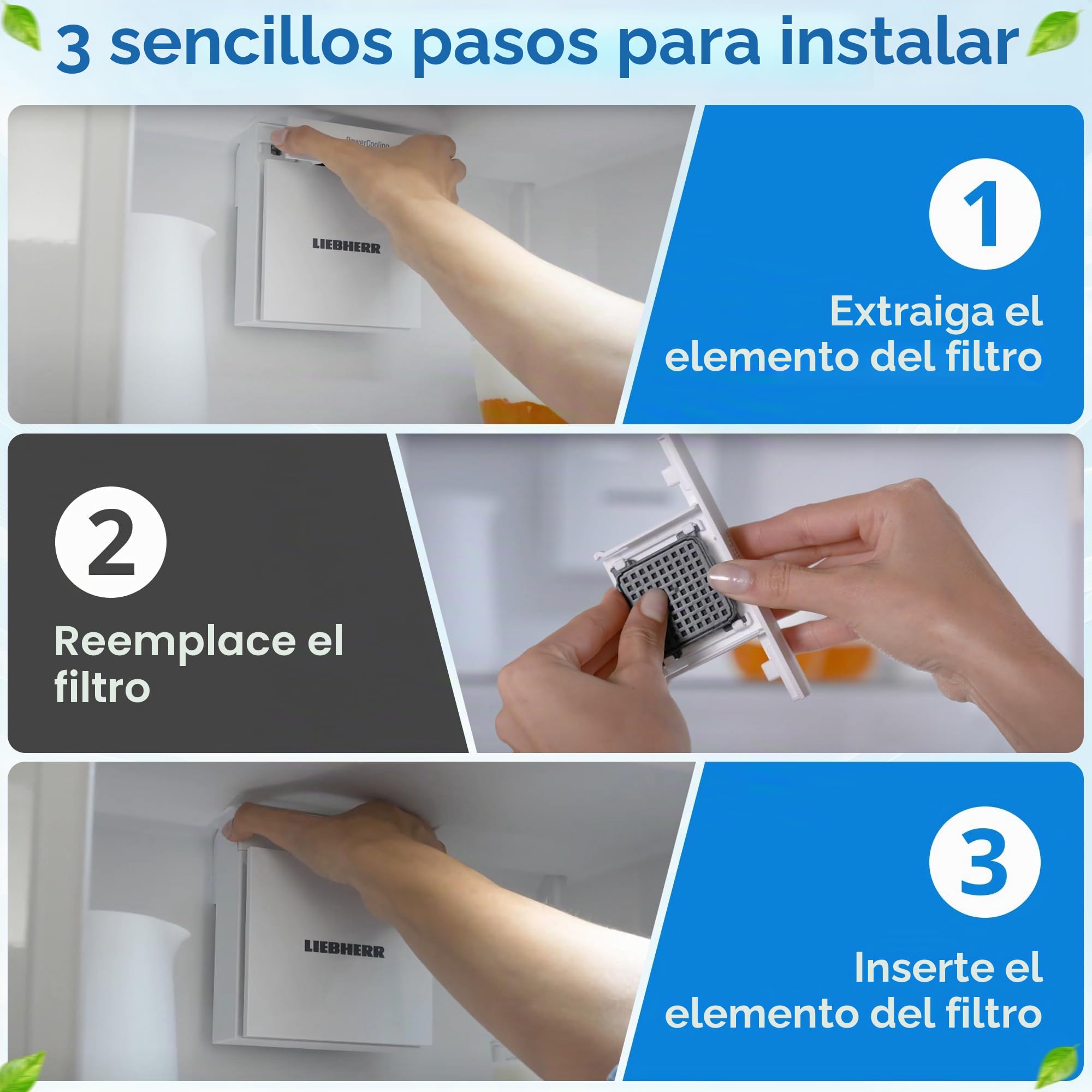 2 filtros para frigorífico Liebherr Fresh Air – reemplaza 7440021-00 [9096989, 988246001, 988246000, 9882429]