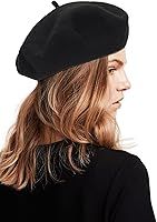 XuoAz Women's Wool Beret Hat - Classic French Artist Style, Soft Warm Winter Cap for Girls, Red Black Beige