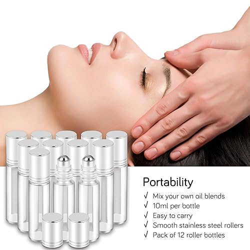 Miniatura 46 de PrettyCare Paquete de 60 botellas de rodillo de aceite esencial de 0.3 fl oz con bola de rodillo de acero inoxidable – a granel recargable a prueba