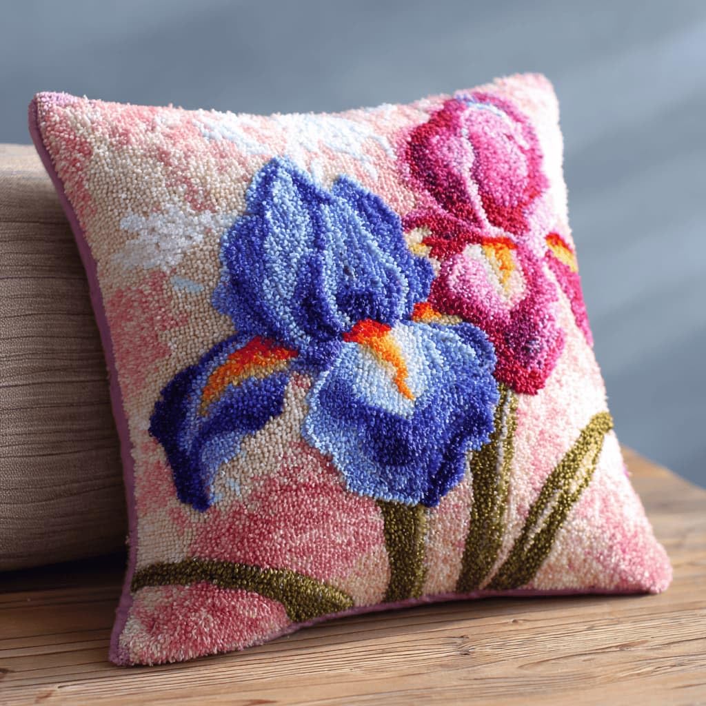 Kitquiver Beginner Latch Hook Cushion Kit,Lily Decor Pillow Cover 43X43Cm