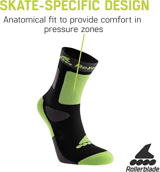 Rollerblade Boys' Rollerblade Kids Socks, Black and Green