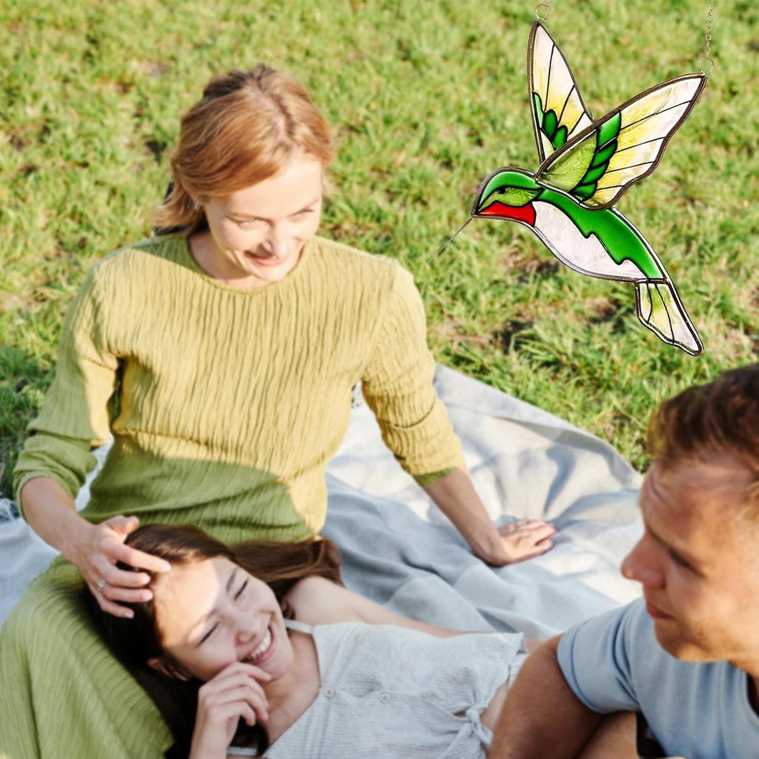 Hummingbird Stained Glass Window Hanging Light Catchers Home Decor Handmade Ruby Throated Bird Sun Catchers Indoor Window Ornament Hummingbird Gifts for Women & Mom Bird Lovers - Image 5