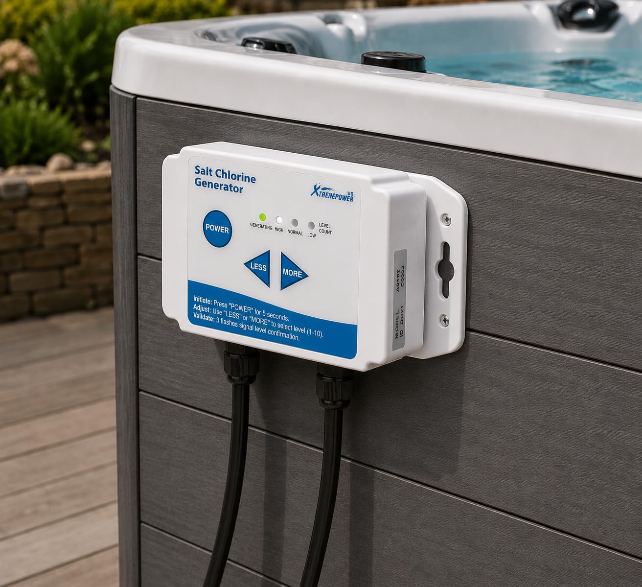 XtremepowerUS Système de génération de chlore d'eau salée pour spas et jacuzzis jusqu'à 3 000 gallons, sans produits chimiques, convertit n'importe quel spa en système d'eau salée