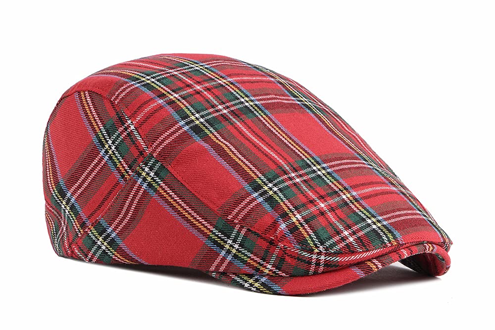 Fidra Red Scottish Tartan Flat Cap (Red)