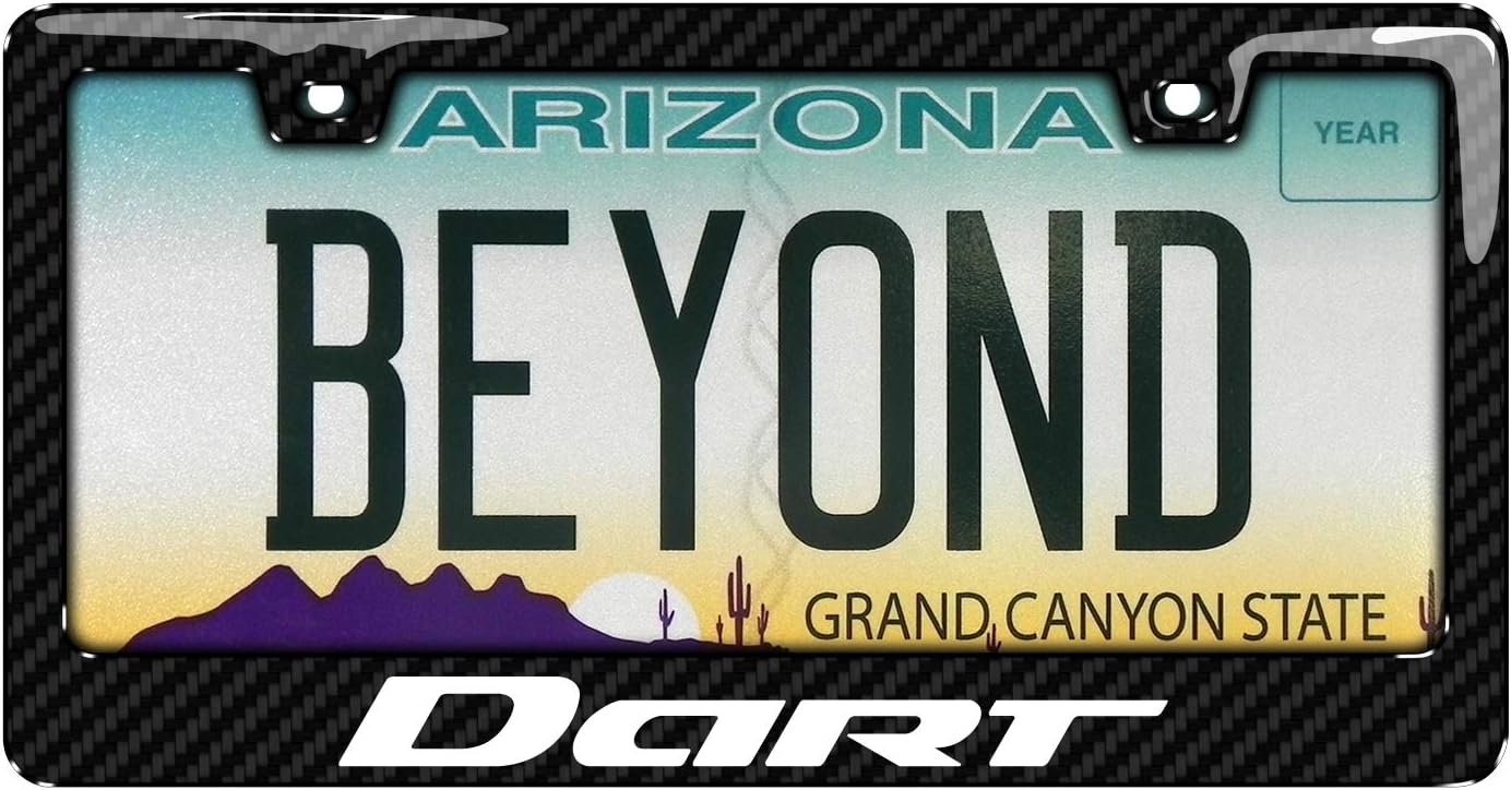 iPick Image for Dodge Dart Black Real 3K Carbon Fiber Finish ABS Plastic License Plate Frame