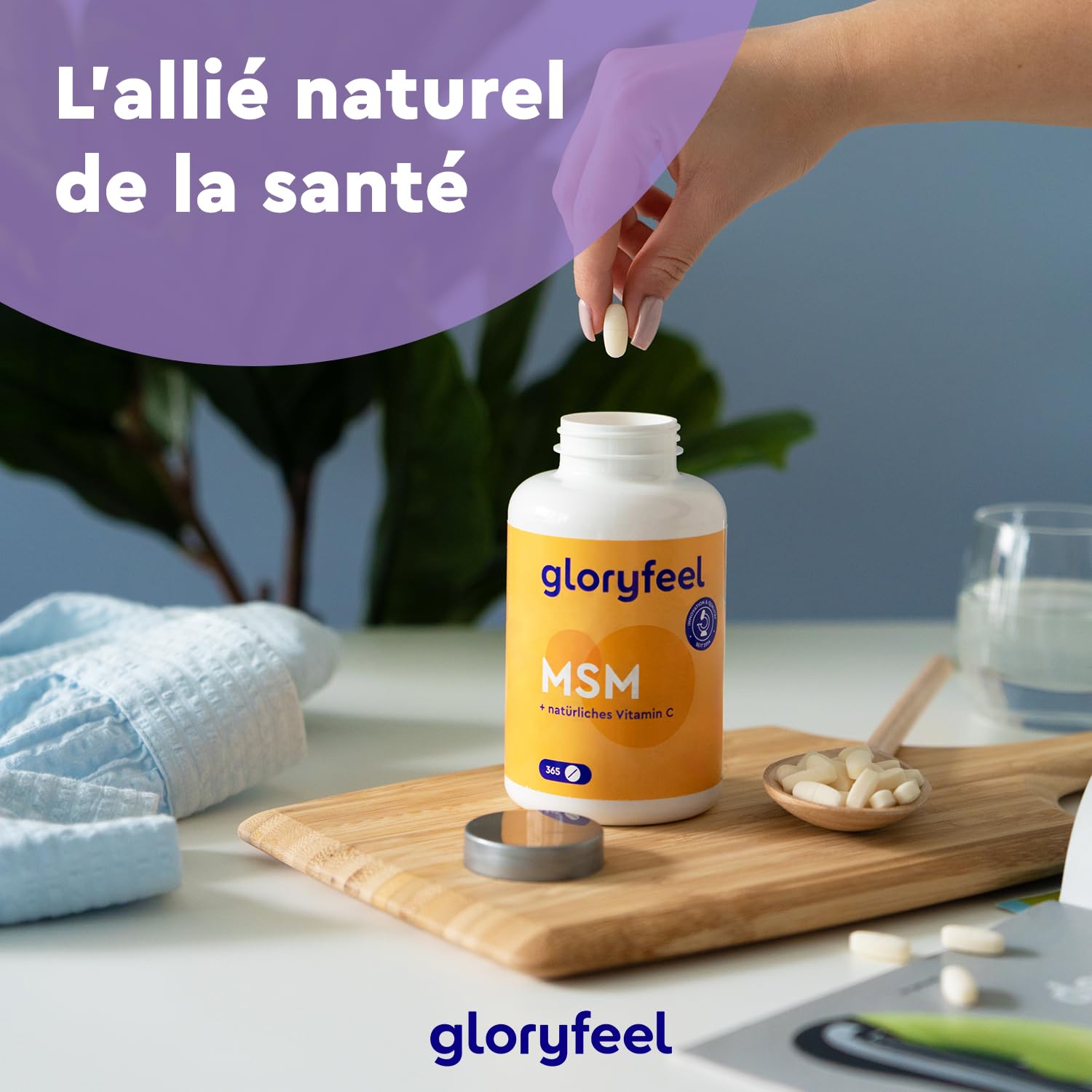 MSM avec Vitamine C, 365 Haute Résistance Comprimés Végan, Complexe pour les Os, Articulations, Peau & Système Immunitaire*, 2000 mg Méthylsulfonylméthane, Complément Alimentaire Naturel