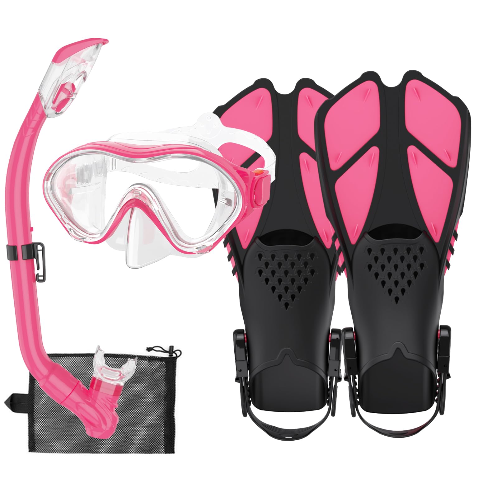 HH HHAO SPORT Schnorchelset Kinder mit Flossen, 180° Anti-Fog Panorama Weitblick Taucherbrille Kinder, Verstellbaren Schwimmflossen, Hochwertige Tauchermaske und Dry Top Schnorchel für Schwimmen