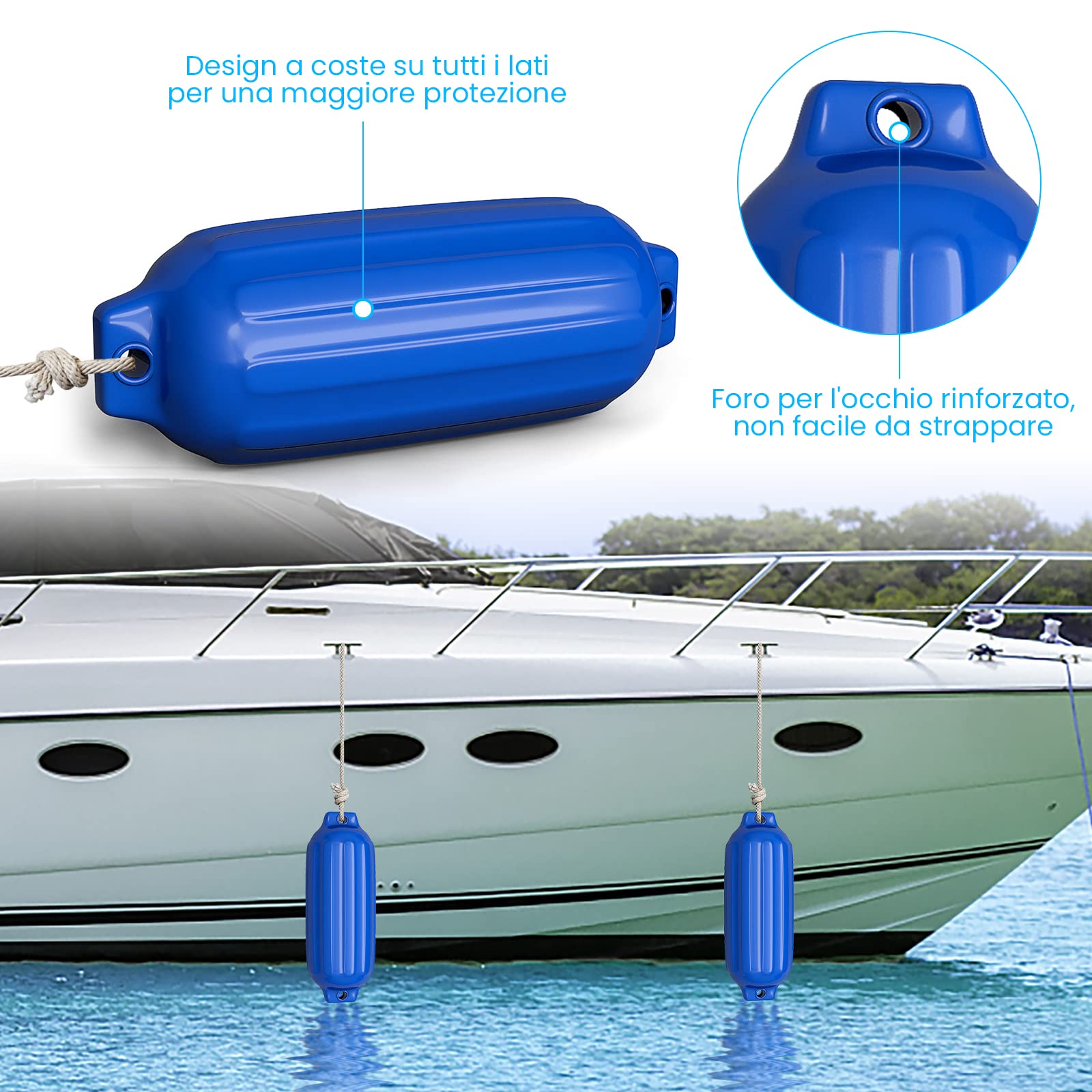 COSTWAY Set 4 Parabordi per Barca, Parabordi per Imbarcazioni, Gommonni, Boat Fender