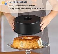 Vista 5 de TeamFar Molde redondo de 10 pulgadas para tarta de comida de ángel, molde para pastel antiadherente con núcleo de acero inoxidable para pastel