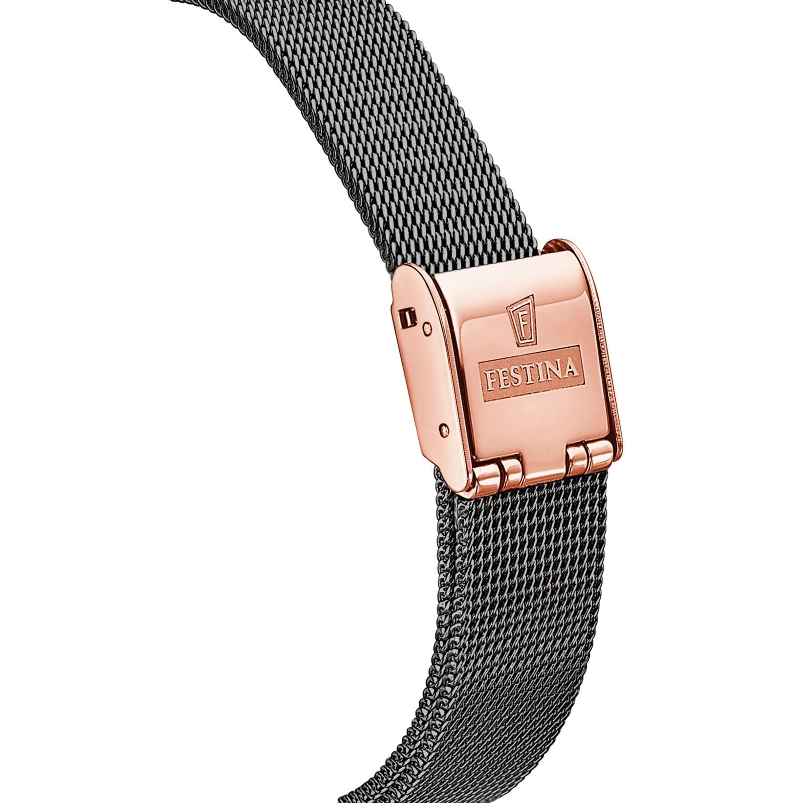 Festina Orologio donna placcato PVD in oro rosa con set di zirconi e bracciale a maglie F20717/2