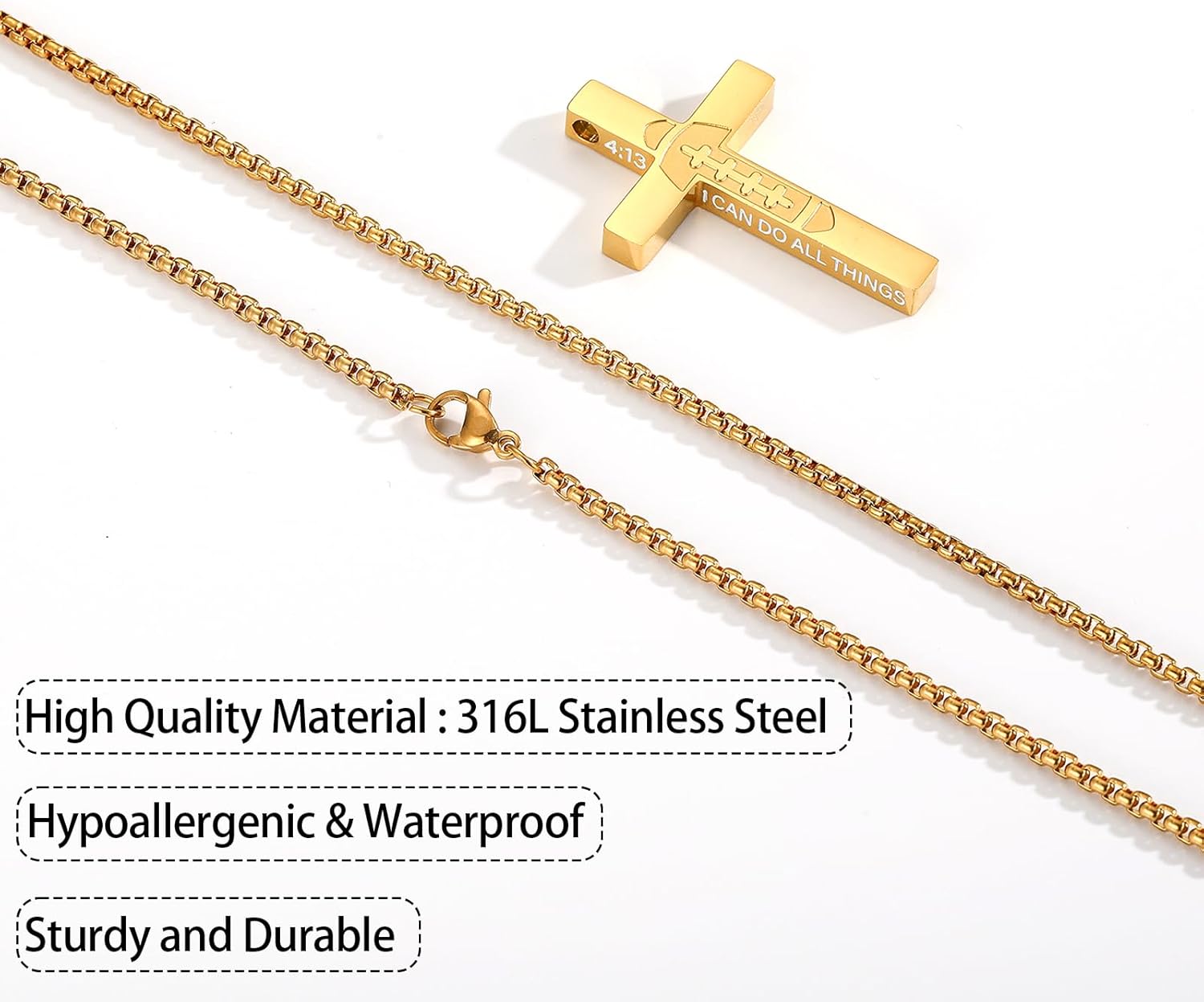Football Cross Necklace for Boys Men, Stainless Steel Bible Verse Cross Pendant Chain Sports Gear Stuff Easter Christian Religious Jewelry Gifts for Teen Boys Kids - Image 5