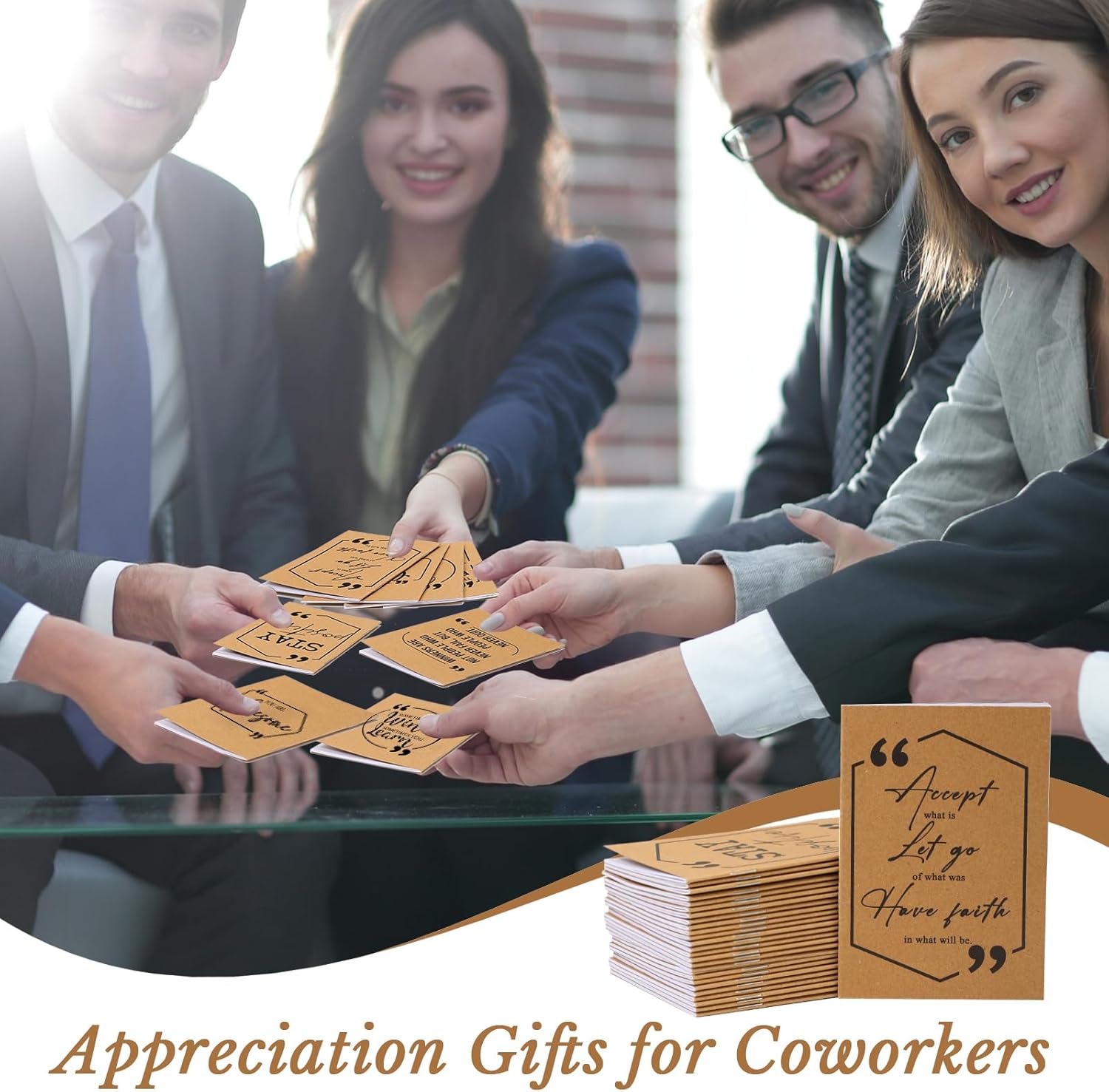 Fulmoon 100 Pcs Inspirational Notepads Pocket Motivational Notebook Mini Notebooks Small Lined Inspiring Journals for Class Students Nurses Employees Team Valentines Gifts (Brown) - Image 6