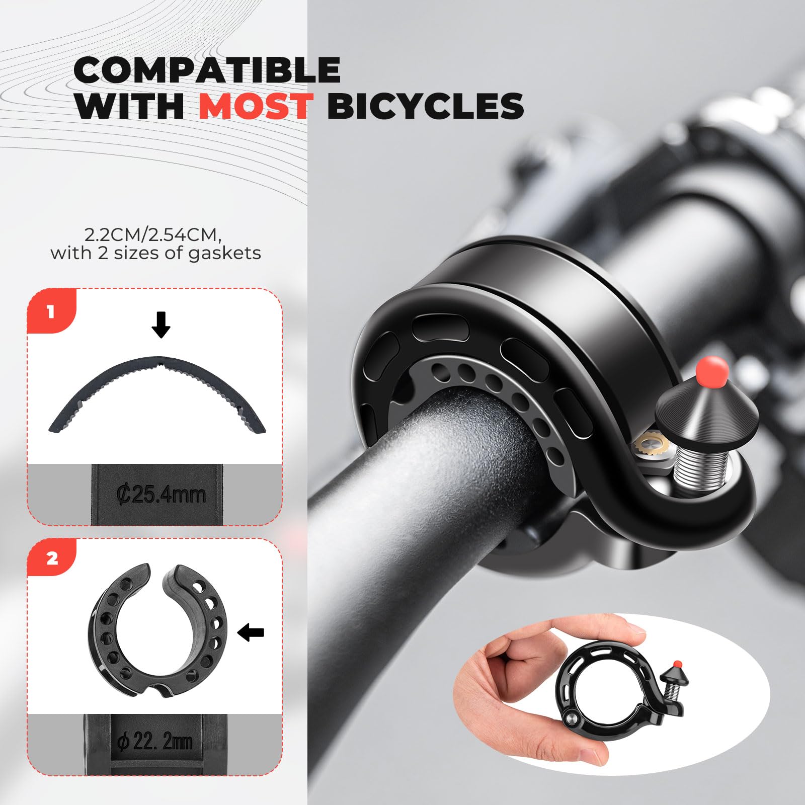 ROCKBROS Bike Bell Mini Bicycle Bell for Adult Kids 100 dB Bicycle Handlebar Bell with Loud and Crisp Sound for Road Mountain Bike Racing Bike Toddler Bike - Image 3