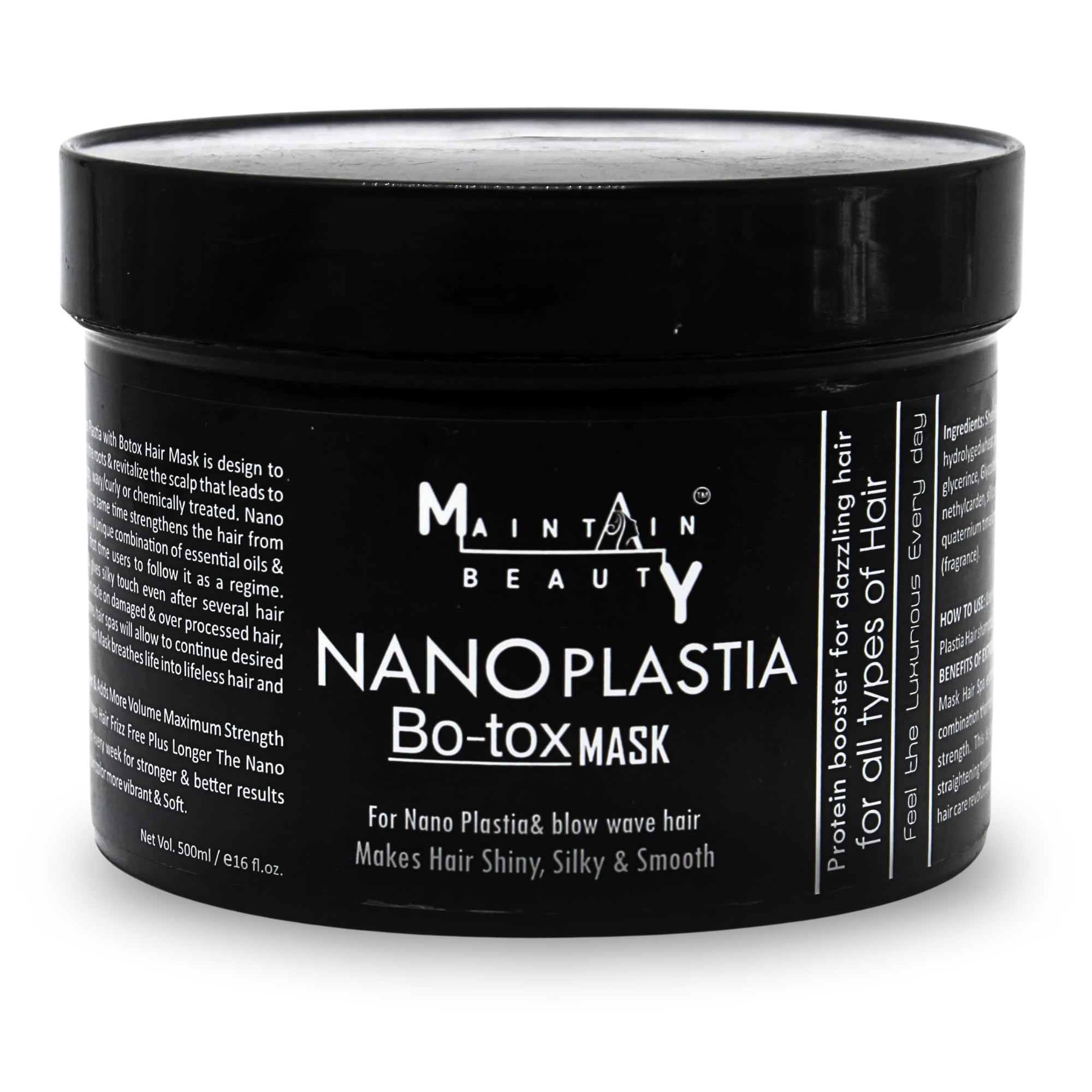 MAINTAIN BEAUTY Nano Plastia Bo-tox Mask - 500ml Pack for Shiny, Silky Hair | Ideal for Nano Plastia & Blow Wave | Deep Conditioning for Ultimate Smoothness & Shine (Black)-image-20